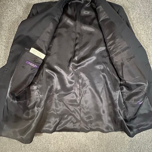 Adolfo 2pc Suit Super 120's 100% Wool Sport Coat Blazer Made in Italy 40R 34W - Picture 3 of 16